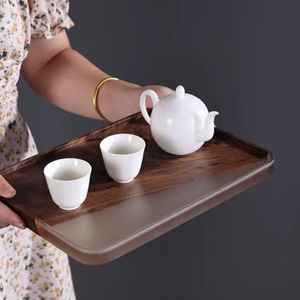 Plateau de service en bois d'acacia de haute qualité au design unique, résistant au lave-vaisselle, durable, moderne, pour cuisine, mariage, restaurant, assiettes - Product Image 2