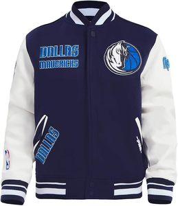 Veste universitaire brodée Dallas Mavericks, couleur personnalisée, bordure contrastée, décontractée pour adulte, 100% respirante, séchage rapide, printemps - Product Image 1