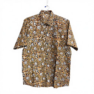 Camisa de manga larga de algodón de diseñador para mujer Top alto-bajo estampado a mano con motivo floral hecho en La India - Product Image 1