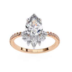Bague de fiançailles en moissanite de laboratoire taille poire, or blanc, pavé, avec accents ovales et marquise, bijoux de mariage - Product Image 5