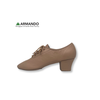 Chaussures de danse latine pour femmes Stock Armando en cuir pleine fleur, à lacets, talon de 2 pouces, semelle extérieure en daim, cuir véritable pour la danse de salon