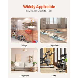 Organizzatore per Attrezzature da Palestra Domestica, Supporto per Tappetini Yoga in Acciaio Verniciato a Polvere con Ganci e Ruote per Uso in Garage - Porta Tappetini Yoga - Product Image 6