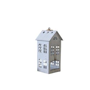Farol de metal blanco moderno con forma de casa, portavelas decorativo de hierro con asa para decoración del hogar y eventos. - Product Image 6