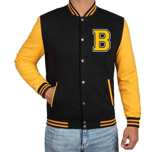 Custom <b>Varsity</b> <b>Jacket</b> With Chenille Patch <b>Mens</b> Letterman <b>Jacket</b> Fleece <b>Bomber</b> <b>Jacket</b> Yellow Contrast Sleeves Baseball <b>Jacket</b> - Product Image 2