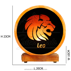 Lampe au sel de l'Himalaya de qualité supérieure en forme de Lion Cadeau unique sur le thème de l'astrologie, lumière de bien-être et de décoration - Product Image 3