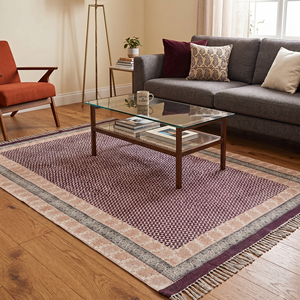 Alfombra de Oración Hecha a Mano con Estampado de Bloques de Algodón, Antideslizante, Lavable, de Tejido Plano y Reversible para Decoración del Hogar, Proveedor Mayorista - Product Image 1