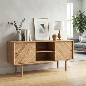<b>Rustic</b> Wood <b>Cabinet</b> Rattan Door Storage Sideboard Balinese Handcrafted Buffet Kitchen Cupboard Home Furniture Display Item Tops - Product Image 3