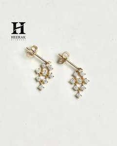 Elegant Cluster Lab Grown Diamond Drop <b>Earrings</b> 14K <b>Gold</b> Geometric Diamond <b>Dangle</b> <b>Earrings</b> for Women Diamond Bridal Jewelry - Product Image 2
