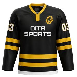 Black Gold Ice Hockey Set for Men Complete Jersey Shorts Socks Gloves Breathable <b>Athletic</b> Team Match Training Uniform - Product Image 2