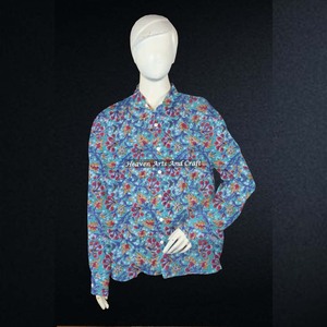 Camisas de algodón con estampado bohemio para mujer, ropa de verano, camisa de algodón con estampado en bloques para mujer, disponible al mejor precio en India y Pakistán. - Product Image 4