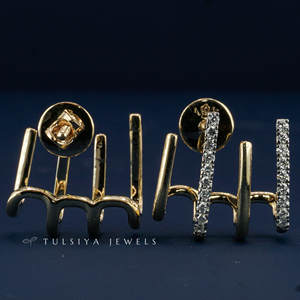 Boucles d'oreilles clous de luxe en or 14 carats avec diamants de laboratoire pour hommes et femmes, coupe ronde classique, éclat brillant, pour usage quotidien, élégantes et tendance - Product Image 3