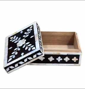 Caja de Joyería de Madera con Incrustaciones de Hueso Tallado con Diseño de Hojas, Caja de Regalo Decorativa para Guardar Pulseras, Brazaletes y Collares - Product Image 6