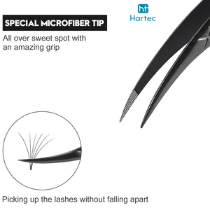 90 Degree Curved Fiber Tip Volume Tweezers for Eyelash Extensions Micro Grid Tip Precision Lash Tweezer for Salon Use - Product Image 3