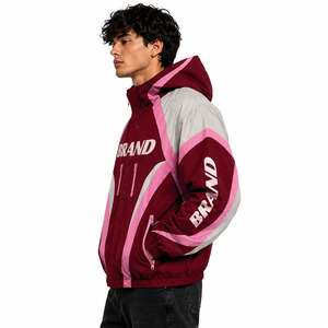 Trendy Style Custom Contrast Panel Hooded Windbreaker Jackets Lightweight Streetwear jacket for men OEM Private <b>Label</b> Supplier - Product Image 3