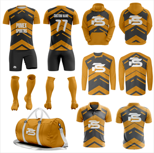Custom Printed Lightweight Quick Dry Breathable Unisex Soccer Uniform Professional Football Jersey & Shorts Kit 100% Polyester - Product Image 1
