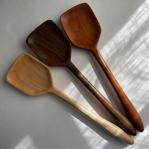 Ensemble de cuillères de cuisine écologiques en bois avec spatule, louche et cuillère de service pour la cuisine et la pâtisserie - Product Image 1