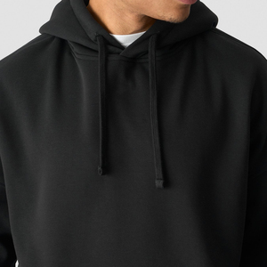 Sweat-shirt à capuche oversize en molleton de coton épais pour homme, col ras du cou, épaules tombantes, logo personnalisé, uni, avec poche, motif uni - Product Image 6