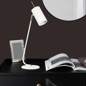 Elegante Lámpara de Mesa de Latón Dorado con Pantalla de Lino Blanco, Iluminación Estilosa para Sala de Estar - Product Image 5