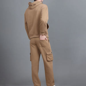 Ensemble de survêtement unisexe grande taille 100 % coton respirant avec sweat-shirt imprimé, pantalon de jogging en molleton, sweat à capuche uni pour l'automne, logo personnalisé - Product Image 2