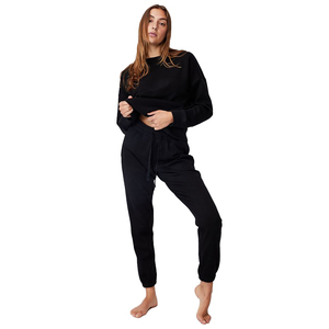 Unisex Plain <b>Black</b> Oversized Cotton Breathable Fleece <b>Sweatshirt</b> Women's Hoodie Embroidered Autumn Design ODM Embossed Solid - Product Image 3