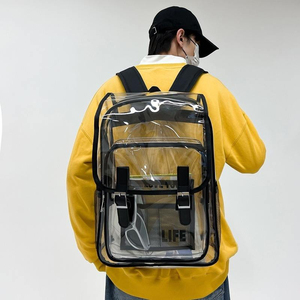 Grand sac à dos scolaire transparent en PVC portable pour étudiants, avec design imperméable, sacs transparents, prix de gros pour le lycée - Product Image 3