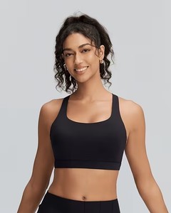 Ladies Cutout Racerback Sport Brassiere High <b>Support</b> Running Vest Soft Compression Athletic <b>Crop</b> <b>Top</b> Heat Transfer Logo - Product Image 1