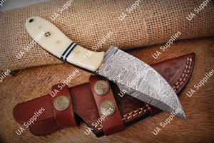 Cuchillo EDC de Supervivencia para Camping al Aire Libre con Hoja Fija de Acero de Damasco Personalizable al por Mayor, Mango de Resina, Madera Pakka y Latón, DIY OEM - Product Image 4