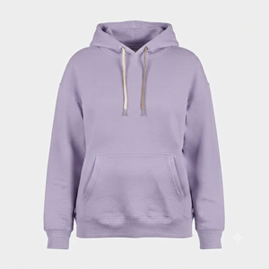 Sudadera con Capucha Unisex Color Lavanda, Corte Holgado, Felpa de Algodón, Diseño Casual con Bolsillos, Tejido de Punto, Manga Larga, Estilo Otoñal - Product Image 1