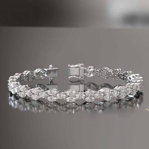 Pulsera de tenis de moissanita dorada de doble fila, forma marquesa, joyería de lujo para hombre, estilo hip hop, cadena de diamantes, regalo - Product Image 4