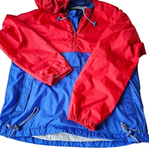 Veste coupe-vent unisexe à blocs de couleur rouge et bleu, à capuche, pull-over, imperméable, coupe-vent, anorak pour l'extérieur - Product Image 3