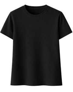 Camiseta Personalizada Negra para Hombre, Cuello Redondo, Manga Corta, Algodón, Casual, Lisa, Estilo Urbano, Verano, con Impresión de Logotipo Personalizado - Product Image 1