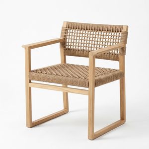 Chaise en bois de teck, rotin, paracorde, mobilier d'extérieur et d'intérieur WT56 - Product Image 1