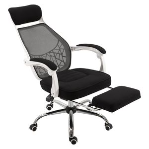 Sedia da ufficio direzionale con poggiapiedi girevole reclinabile e altezza regolabile (Nero/Bianco) - Product Image 1