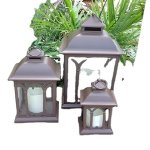 Lanternes à bougie décoratives extérieures en métal faites à la main conception personnalisée avec fer acier verre maison jardin décor de noël boîte emballée - Product Image 1