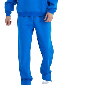 Chándal unisex azul con capucha y cuello alto, estampado 2 en 1, manga larga, color liso, informal, de forro polar, sin marca, corte holgado, primavera - Product Image 4