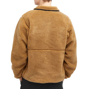 Veste d'hiver unisexe personnalisée à demi-zip, en polaire douce Sherpa, col roulé, multi-poches, imperméable, respirante, avec devant en tissu effiloché - Product Image 3