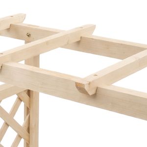 43.5*17.5*44.5 in Fir with <b>Arched</b> Lattice Raised <b>Garden</b> Bed <b>Wooden</b> Planting Frame Natural Fencing Trellis & <b>Gates</b> - Product Image 5