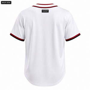 Maillot de baseball personnalisé pour homme, uniforme d'équipe personnalisé, blanc, noir, rouge, impression par sublimation, impression numérique, respirant - Product Image 3