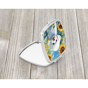 Bichon Frise girasoles compacto plegable espejo de maquillaje de mano portátil de viaje espejo decorativo regalo para mujeres y niñas - Product Image 2