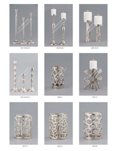 Ensemble de 2 bougeoirs décoratifs en aluminium, style simple, design moderne, faits à la main, pour présentation sur table lors de Noël, Pâques et autres événements - Product Image 5
