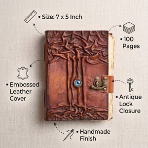 Diario de Cuero Hecho a Mano con Diseño de Árbol Hocus Pocus |   Cuaderno de Escritura con Cierre de Candado Vintage |   Diario Premium |   Libro de Regalos de Tendencia 2026 - Product Image 2