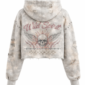 Sudadera Corta Premium con Efecto Desgastado para Mujer al por Mayor - Pedidos Personalizados Disponibles Directamente del Fabricante - Product Image 2