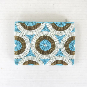 Monedero de cuentas hecho a mano con flecos de plata y turquesa, bordado con cuentas de semillas, bolsa con cremallera, estilo bohemio, moda occidental, lujo - Product Image 2