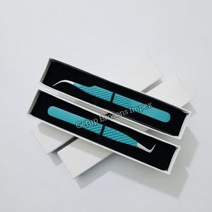 Pince à épiler professionnelle verte pour extensions de cils, en acier inoxydable, antidérapante, pour isolation de cils en volume, outil de beauté de précision - Product Image 5