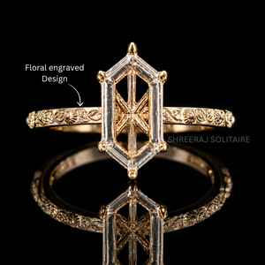 Bague de fiançailles minimaliste semi-montée Marquise néerlandaise en or 14K 18K, platine, or plaqué rhodium, pour diamant de laboratoire, monture 1 carat - Product Image 1