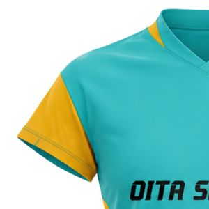 เสื้อฟุตบอลคอวีสำหรับผู้หญิง สีเขียวอมเหลือง แขนสั้น เสื้อฟุตบอลน้ำหนักเบา ระบายอากาศได้ดี สำหรับทีมฝึกซ้อมและแข่งขัน - Product Image 6