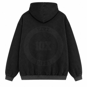 Sweat à capuche streetwear personnalisé, finition délavée à l'acide, en coton mélangé épais, coupe oversize, vêtement décontracté et tendance - Product Image 2