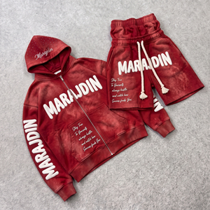 Sun Faded Black Tracksuit Heavyweight Cotton Blank Crop Zip Up Hoodie And Shorts Set Custom High Quality Streetwear <b>Men</b> - Product Image 2
