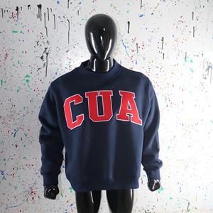 CUA BLUE Mock Neck Sweatshirt 100% <b>RED</b> Applique Embroidery wide neck Sweatshirt CLUSH SPORTS - Product Image 1