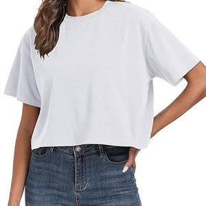 Camisetas Cortas Oversize de Algodón Suave para Mujer, Cuello Redondo, Manga Corta, Ajuste Holgado, Tops de Verano para Gimnasio, Yoga y Uso Casual - Product Image 4